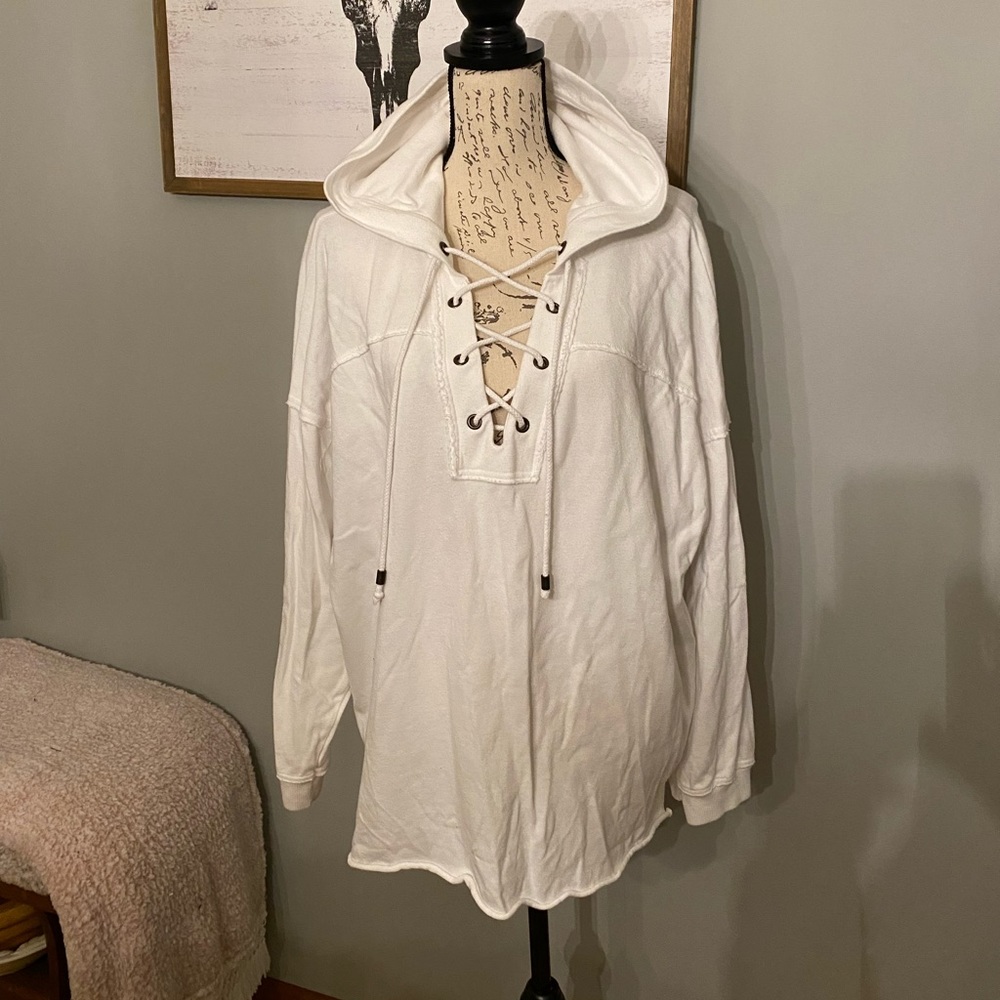 Aerie oversized lace up sweatshirt